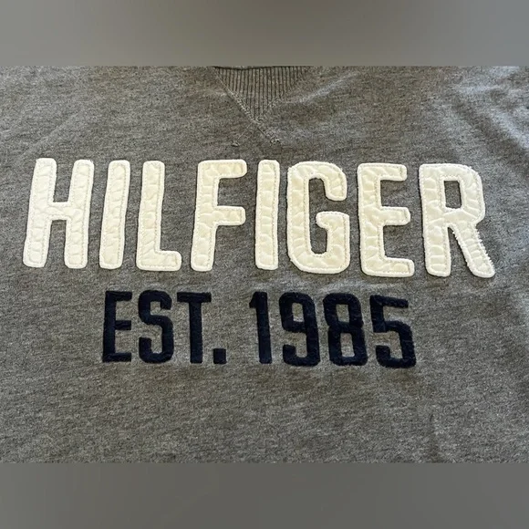 Tommy Hilfiger 1985 Raised Logo Gray Long Sleeve Heavyweight T-Shirt - Picture 4 of 9